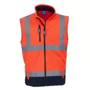 Yoko Mens Hi Vis Softshell Bodywarmer / Workwear (Pack of 2) (2XL) (Hi Vis Orange/Navy)