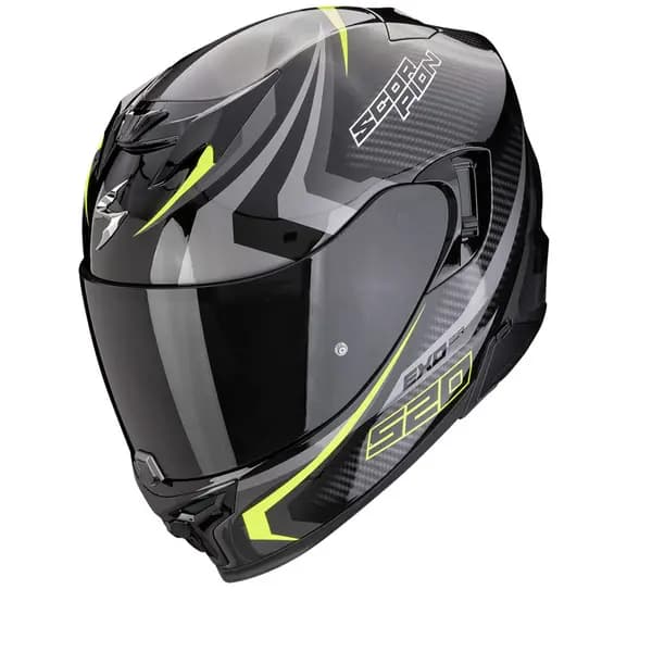 Scorpion EXO-520 Evo Air Terra Black Silver Neon Yellow Full Face Helmet Size 2XL