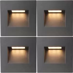 Loops - 4 pack Square Outdoor Pathway Guide Light - 1.5W Indirect cct LED - Black Pc