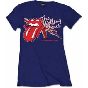 Rolling Stones Lick The Flag Navy Ladies T Shirt: Large