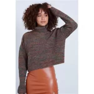 I Saw It First Multi Twist Knitted Slouchy Roll Neck Jumper - Multi