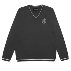 Harry Potter Mens Slytherin House Knitted Jumper (4XL) (Charcoal)