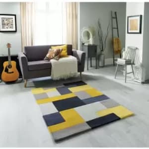 Lexus Yellow 120cm x 170cm Rectangle - Grey and Yellow and Multicoloured