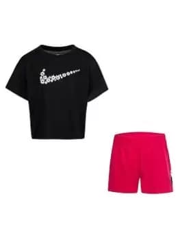Nike Younger Girls Sport Daisy Mesh Short Set, Pink, Size 3-4 Years, Women
