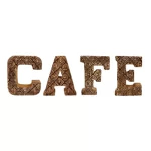 Hand Carved Wooden Geometric Letters Cafe