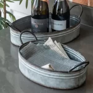 Gallery Interiors Set of 2 Sauvage Galvanised Tray Grey
