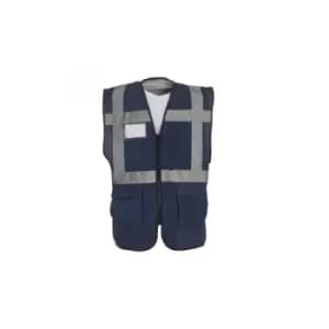 Yoko Hi-Vis Premium Executive/Manager Waistcoat / Jacket (Pack of 2) (L) (Navy Blue) - Navy Blue