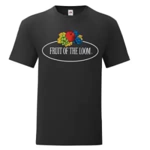 Fruit of the Loom Mens Vintage Big Logo T-Shirt (L) (Black)