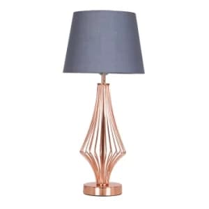 Jaspa Copper Table Lamp with Grey Aspen Shade