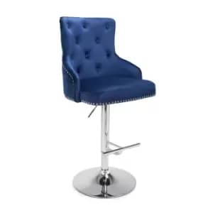 Shankar Rocco Brushed Velvet Ocean Blue Bar Stool