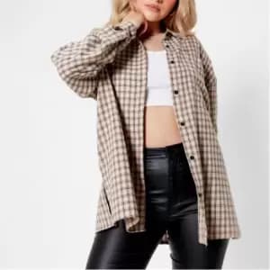 I Saw It First Check Oversized Shirt - Cream