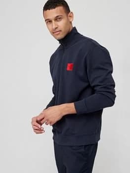 HUGO Durty Quarter Zip Sweatshirt - Navy, Size L, Men