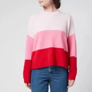 Whistles Womens Stripe Knitted Wool Sweater - Pink - L