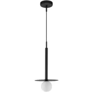 Kentucky Globe Pendant Ceiling Light Sandy Black Metal Opal Glass LED G9W 1x5W - Merano