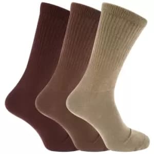 Mens Extra Wide Comfort Fit Wide Feet Diabetic Socks (3 Pairs) (UK 6-11 EURO 39-45) (Brown Shades)