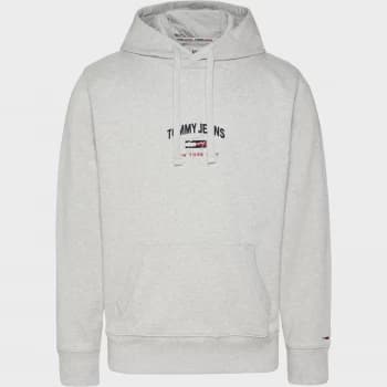 Tommy Jeans Mens Timeless Logo Hoodie - Silver Grey HTR - L