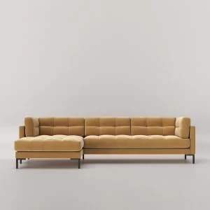 Swoon Landau Velvet Corner Sofa - Left Hand Side - Corner Sofa - Biscuit