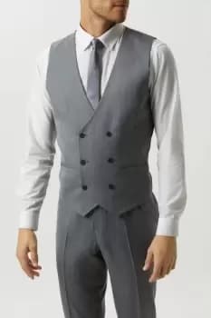 Mens Slim Fit Grey Mini Herringbone Waistcoat