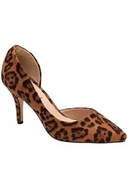 Ravel Amber Leopard Print Heeled Court Shoe, Brown, Size 4, Women