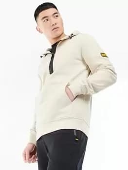 Barbour International Arm Badge Half Zip Hoodie, Beige Size M Men