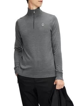 Ted Baker Knitted Quarter Jumper - Charcoal, Size 2, Men