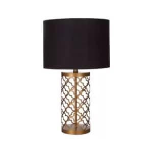 Cut-out Copper Lattice with Black Shade Table Lamp