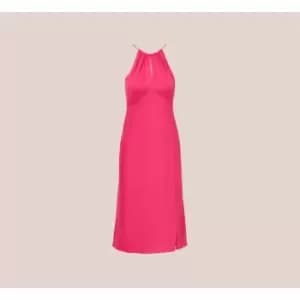 Adrianna Papell Satin Crepe Halter Dress - Pink