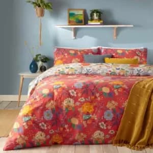 Furn. Azalea Double Duvet Cover Set Cotton Polyester Red