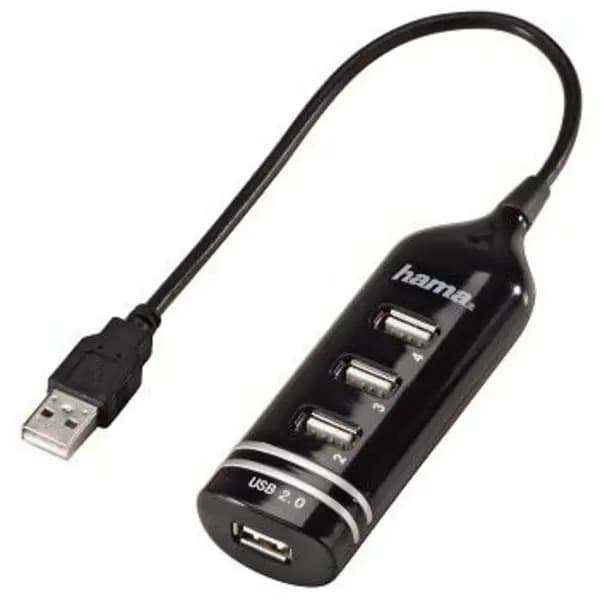 Hama USB 2.0 Hub 1:4, bus-powered, Black 039776
