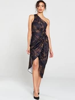 Ted Baker Gabia Caramel One Shoulder Dress, Black, Size 1=8, Women