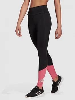 adidas Big Logo Leggings - Black/Pink, Size S, Women
