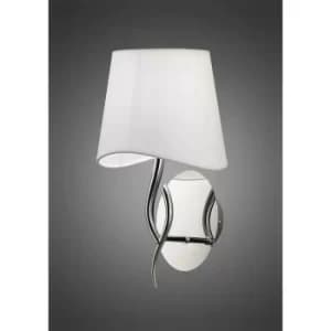 Ninette wall light with switch 1 bulb E14, polished chrome with ivory white