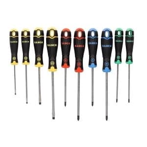 BahcoFit Coloured Handle Screwdriver Set, 10 Piece SL/PH/PZ/TX