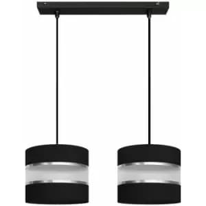 Helam Helen Straight Bar Pendant Ceiling Light Black, Silver 45cm