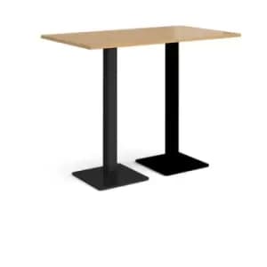 Brescia rectangular poseur table with flat square Black bases 1400mm x 800mm - oak