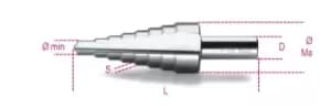 Beta Tools 425/1 HSS Stepped Drill Dia: 4-12mm L: 70mm 004250010