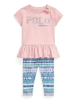 Ralph Lauren Baby Girl Short Sleeve T Shirt And Legging Set - Rose Pink, Rose Pink, Size 12 Months