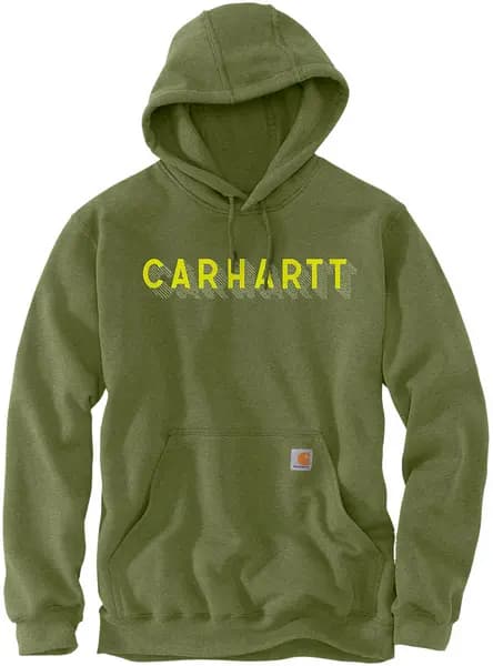 Carhartt Rain Defender Lose Fit Midweight Logo Graphic Hoodie, green, Size 2XL
