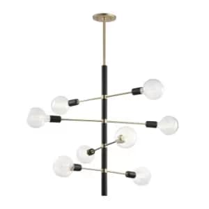Astrid 8 Light Chandelier Brass, Black