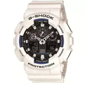 Mens Casio 'G-Shock' White and Black Plastic/Resin Quartz Chronograph Watch