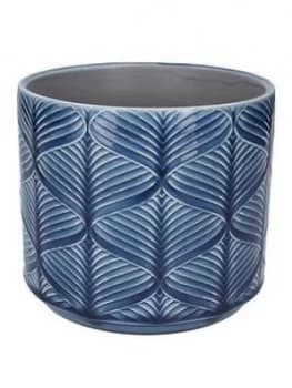 Gisela Graham Large Navy Leaf Ceramic Pot
