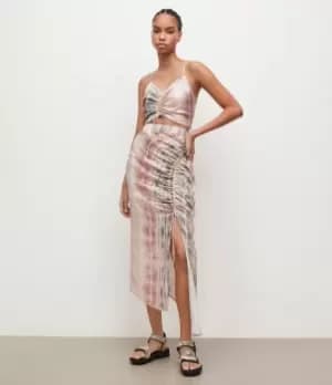 AllSaints Womens Carla Silk Blend Marea Skirt, Soft Green, Size: 14