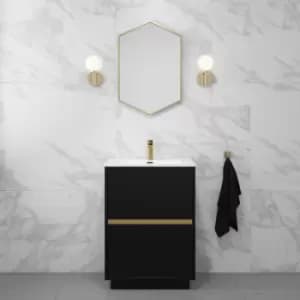 600mm Black Freestanding Vanity Unit with Basin - Roxbi