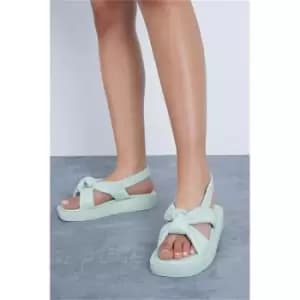 I Saw It First Mint Green Knot Upper Slingback Flatform Sandals - Green