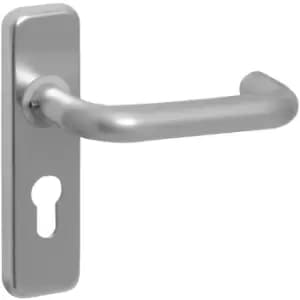 Eclipse Aluminium Round Bar Door Handles Euro Lock Satin (Pair) in Silver
