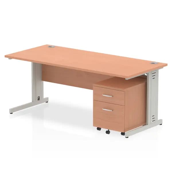 Dynamic Office Solutions Impulse 1800mm Cable Managed Straight Desk With Mobile Pedestal I003958