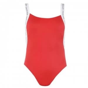 Calvin Klein Logo Scoop Swimsuit - Red XBG