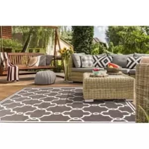 Terrace Spanish Tile Flatweave Outdoor Indoor Silver/Grey Rug in 120 x 170cm (4'x5'6'')