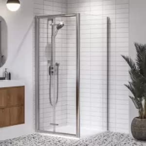 Aqualux Framed 8mm Bi-Fold Door & Side Panel Shower Enclosure 800x800mm in Chrome
