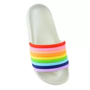 Childrens Girls Rainbow Sliders (2 UK) (White)